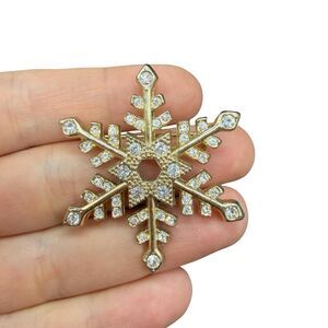 Vintage Jewelry Rhinestone Snowflake Brooch Snowflake Pendant Pin